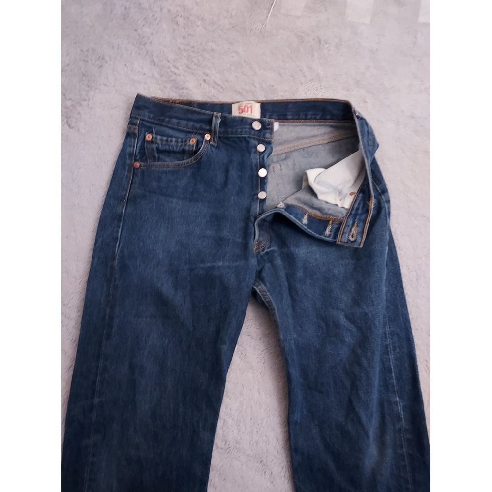 Levis 501xx Jeans Mens 34x32 Button Fly Original Fit Dark Wash Blue Denim Casual - Picture 4 of 15